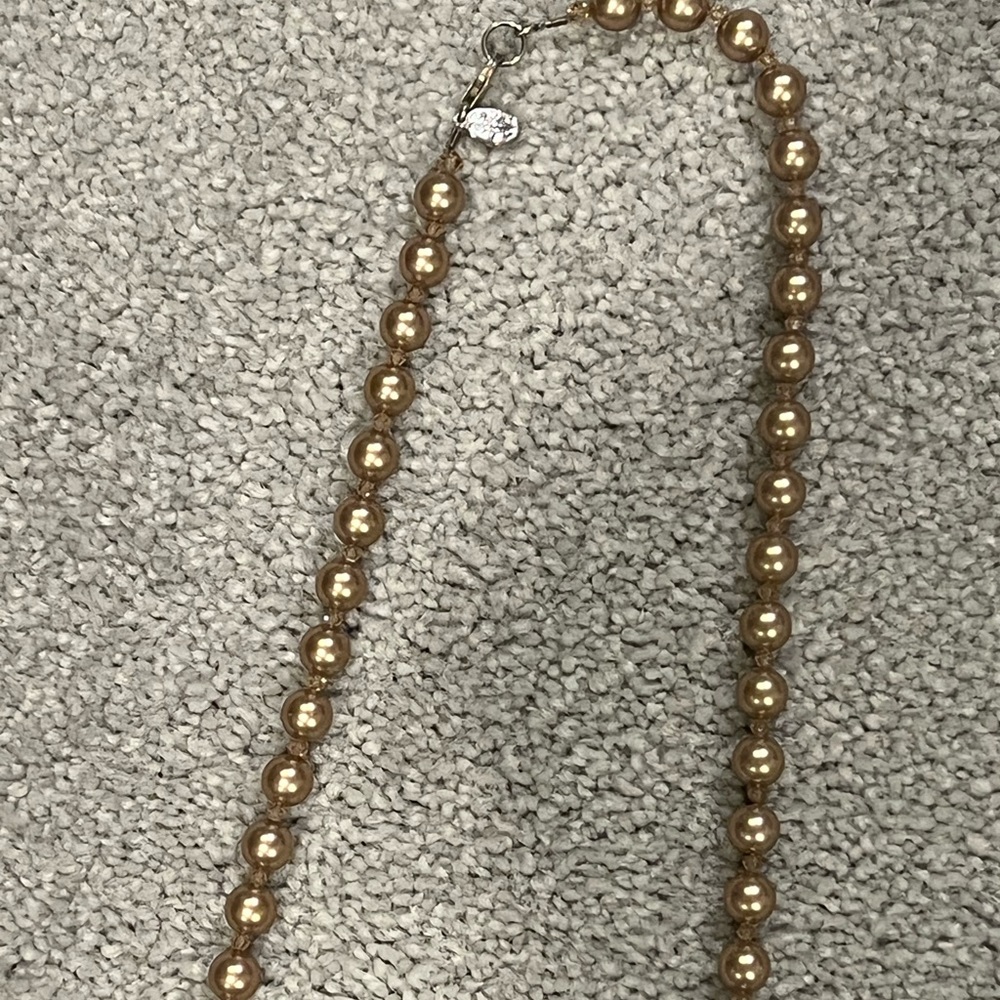 Bronze Pearl and Crystal Necklace
